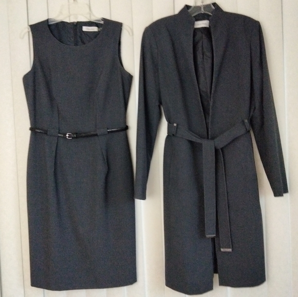 2-Piece Sheath Dress with Long Jacket by CALVIN KLEIN Pewter - Picture 3 of 15